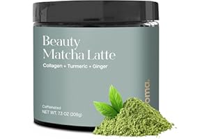 KROMA. Kroma’s Beauty Matcha Latte Powder 7.18 Oz, 204g, 24 Servings – Collagen Ceremonial Grade Matcha Green Tea with Protein for Glowing Skin & Hair Support w/ Bovine Collagen, Ginger & Turmeric - Premium Matcha Powder w/ Adaptogenic Mushrooms