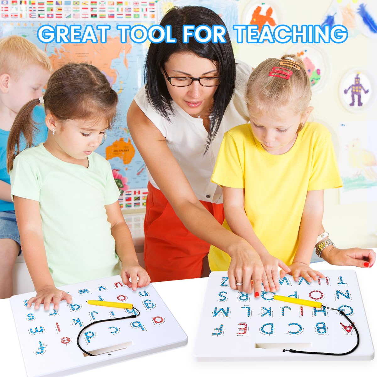 Magnetic Alphabet Tracing Board, ABC Magnetic Letter Board, Magnets Tablet Drawing Board Preschool Learning Toys for Kids