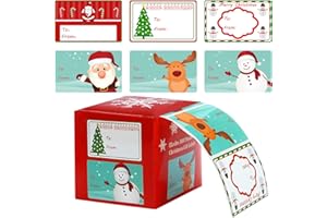 Elcoho 300 Pieces Christmas Self Adhesive Gift Tag Self Stick Stickers Gift Name Tag Christmas Stickers with 6 Different Designs (Color B)