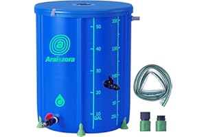 Araiozora Rain Barrels to Collect Rainwater,53 Gallon Collapsible Water Barrels Rain Catcher from Gutter 1000D Waterproof Material Portable Water Storage Tank with Spigo