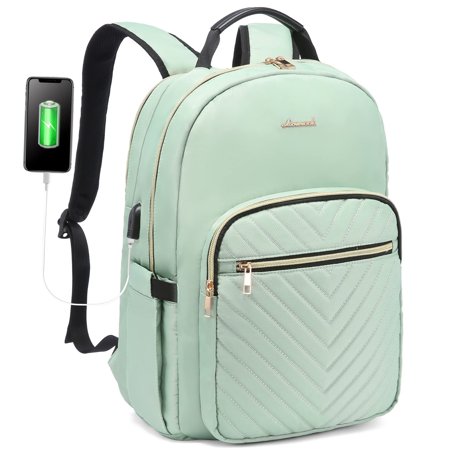 LOVEVOOK Laptop Backpack for Women 15.6 Inch, Womens Backpacks for Work Business Travel School College With USB Charging Port, Lightweight Back Pack Computer Rucksack-Mint Green — image 1