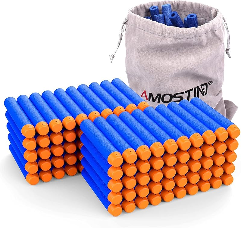 AMOSTING 100PCS Refill Foam Darts for Nerf N-Strike Elite 2.0 Blasters Blue