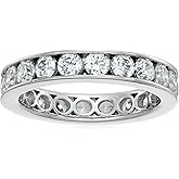 Amazon Essentials Platinum-Plated Sterling Silver Infinite Elements Cubic Zirconia Channel Set All-Around Band Ring, (previously Amazon Collection)
