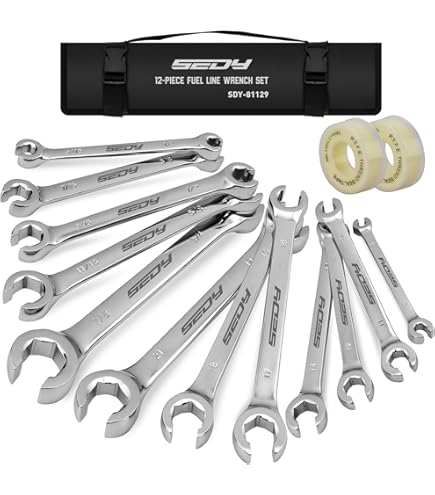 4-Piece Flare Nut Wrench Set - SAE Brake Line Wrench 1/4 5/16 3/8 7/16 1/2 9