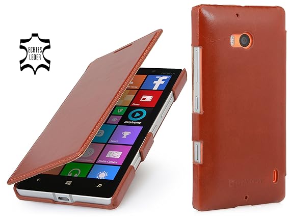 StilGut Book Type Case, Tasche Hülle aus Leder für Nokia Lumia 930, Cognac