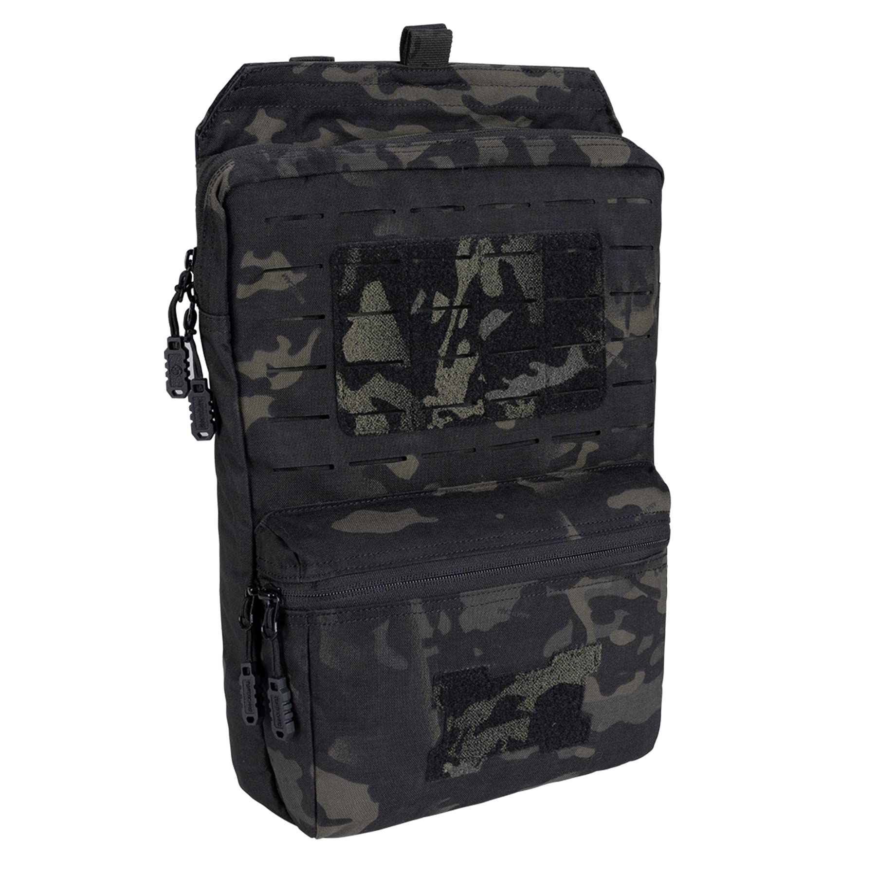 TOPTACPRO Tactical MOLLE Hydration Pack for 2L Hydration Water Bladder Hydration Bag for Tactical Backpack 500D Nylon (camo Black)