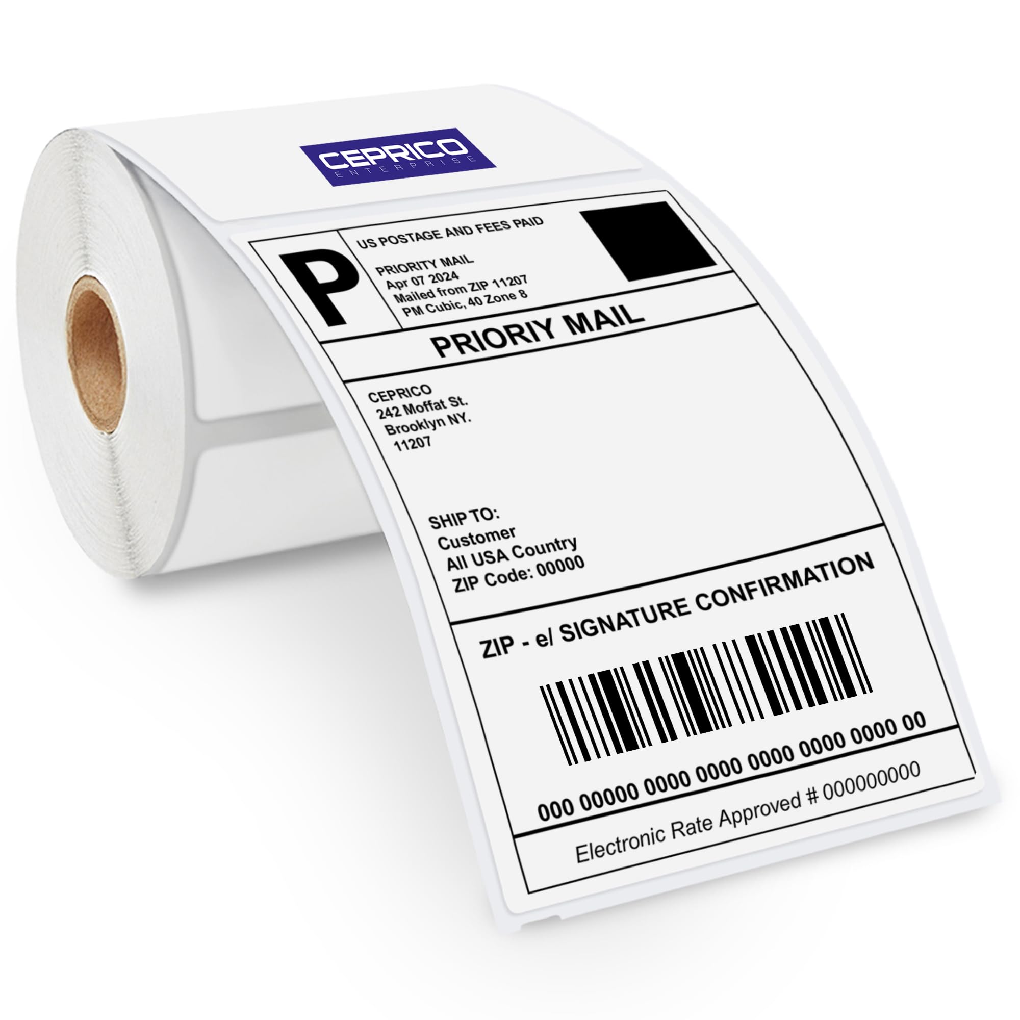 Photo 1 of CEPRICO - 4”x 6” Direct Thermal Shipping Labels | 1 Roll | 250 Labels | Compatible with, Zebra and Thermal Printers | Excellent for UPS DHL FedEx USPS Shippings (1)