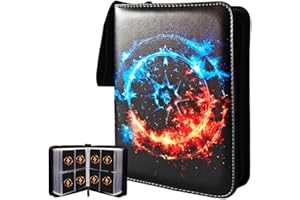 NUOSWEK Card Binder Album 4 Pocket, 400 Pockets Trading Card Holder Binder with 50 Removable Sleeves, Zipper Card Book for Trading Cards, Game Sports Cards (Zodiac)