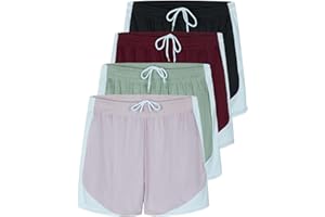 Real Essentials 4 Pack: Girl's Mesh Active Athletic Running Performance Sport Shorts for Girls with Pockets