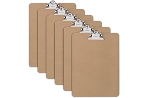 ZCZN A4 Clipboards, Wood Clipboard Bulk 6 Packs, Clip Boards 9x12.5 Inch, Wooden Clipboard for Classroom, Brown