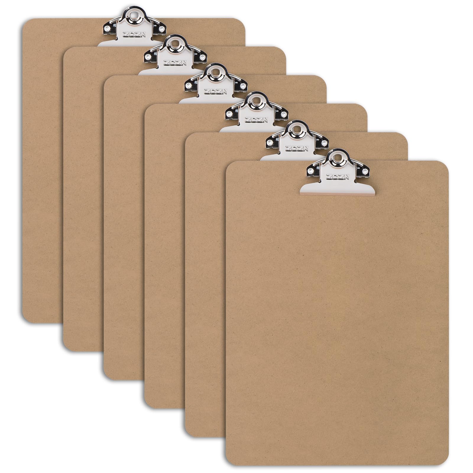 ZCZN A4 Clipboard Hardboard with Heavy Duty Clip, Wooden Clipboards A4 Pack of 6