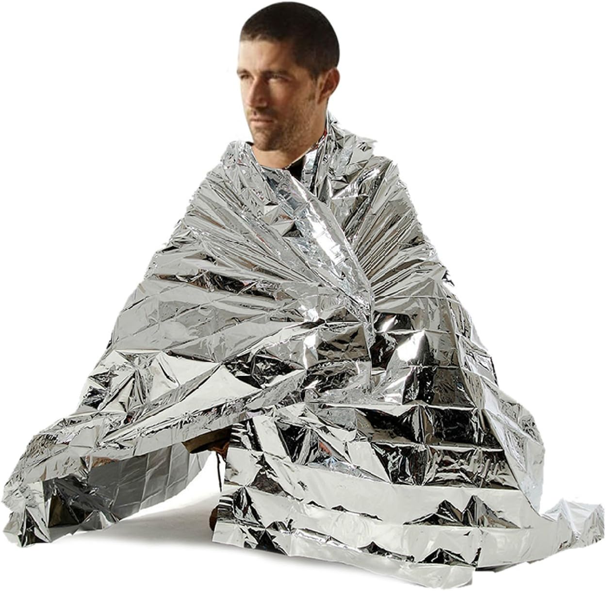 2 Pack Emergency Blanket/Space Blanket/Survival Blanket/Thermal Blanket/Sleeping Blanket/Silver Foil Blanket/Camping Mat/Emergency Shelter Outdor Gear, Silver Color, First Aid Kits Keep You Warm : Sports & Outdoors