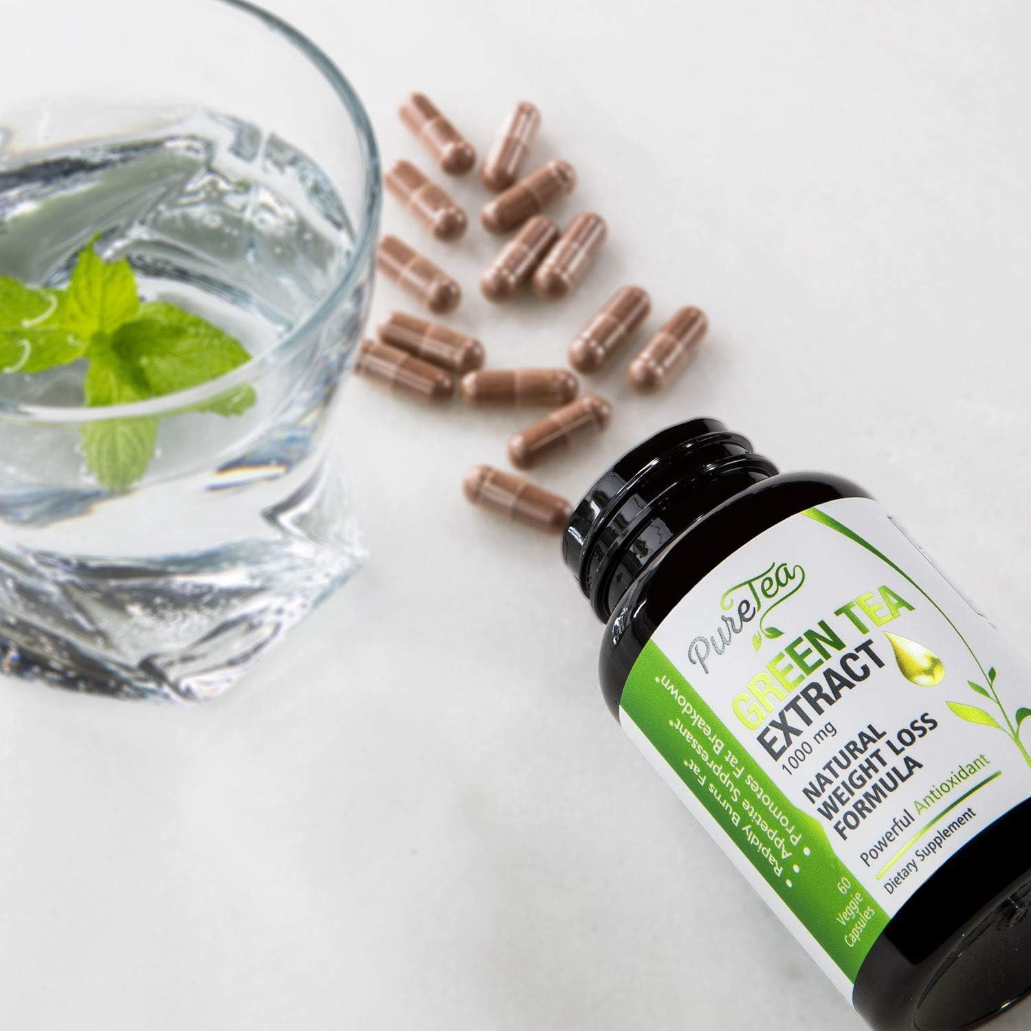 Green Tea Extract 98% Standardized Egcg for Healthy Weight Support 1000mg - Supports Healthy Heart, Metabolism & Energy with Antioxidants & Polyphenols - Gentle Caffeine, Made in USA - 60 Capsules: Health & Personal Care