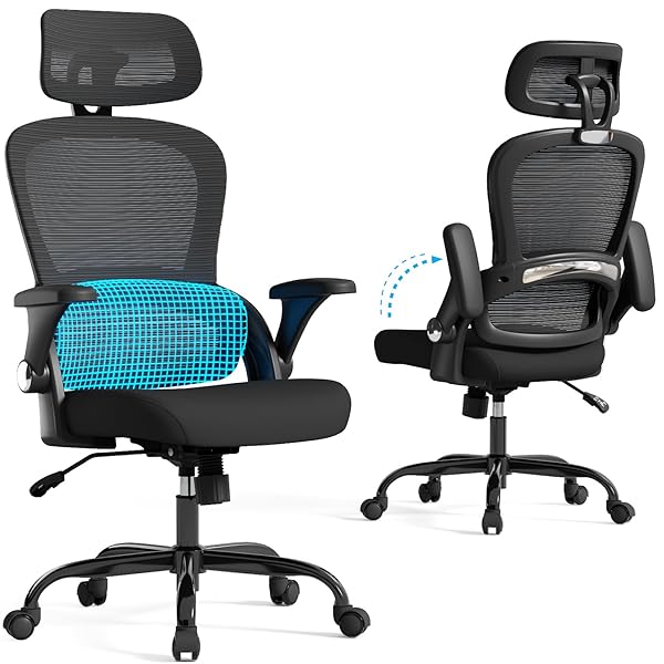 TRALT OFFICE CHAIR – ERGONOMIC OFFICE CHAIR WITH BACK SUPPORT, COMPUTER CHAIR – HOME OFFICE DESK CHAIR, 330 LBS WIDE SEAT BIG AND TALL OFFICE CHAIRS WITH HEADREST, COMFY DESK CHAIRS (BLACK)