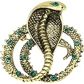 Retro Crystal Snake Brooch Gold Plated Cobra Animal Corsage Suit Jacket Brooch Pin Fashion Jewelry for Men Husband Gifts(Ophidian)