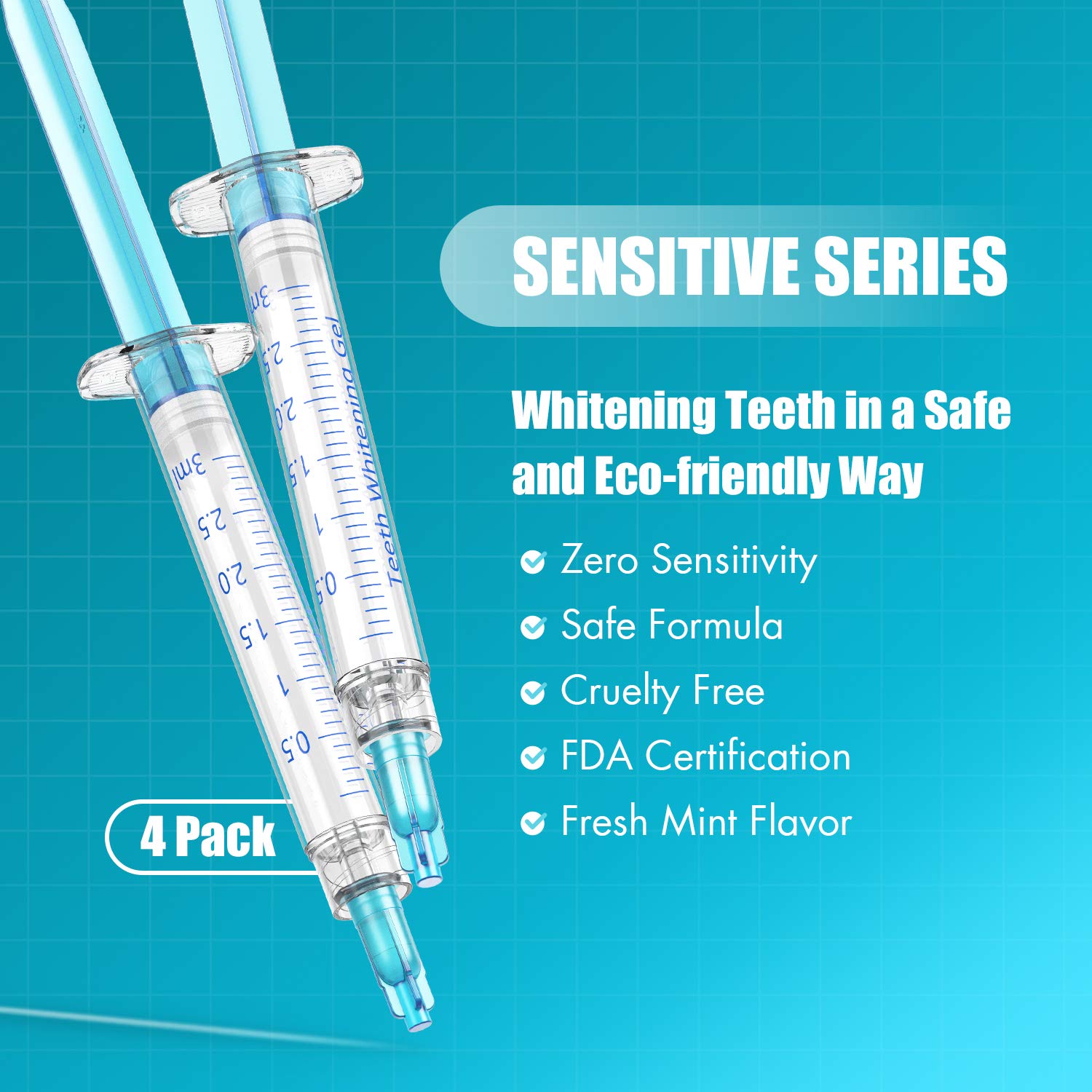 Neitra Teeth Whitening Kit with LED Light for Sensitive Teeth, (4) 3ml Non-Sensitive 6% Hydrogen Peroxide Gel, 8 Days Teeth Whitening, 5X Accelerator Teeth Whitener, 10 Min Timer（Sensitive Series): Beauty