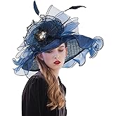 RZTA Women's Kentucky Derby Church Dress Hat Wide Brim Leaf Flower Bridal Shower Hat