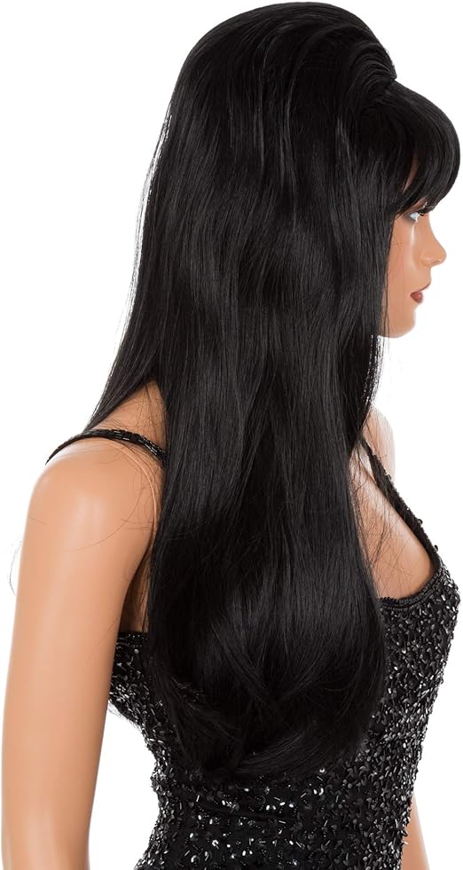 ENJOY THE DIFFERENCE Elvira Wig Gothic Vampire Witch Black Hair for Halloween or