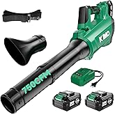 KIMO Cordless Leaf Blower with Battery and Charger, 750CFM 220MPH, 4 Speeds w/Turbo Mode, Brushless Motor, 3 Extended Tube, 2x4.0Ah Battery Powered Leaf Blowers for Lawn Care Patio Cleaning Wet Leaves