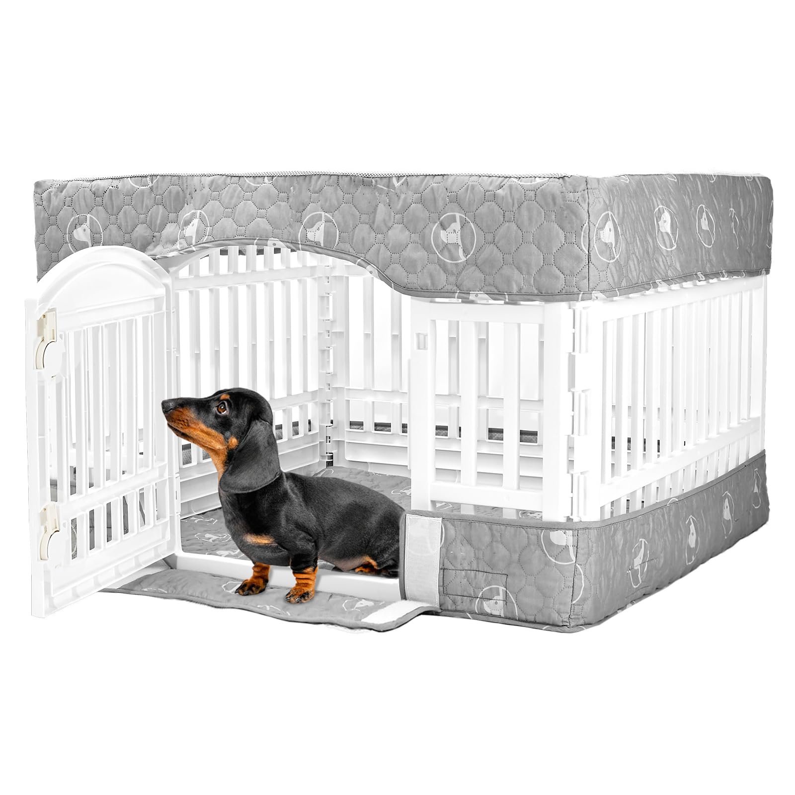 Photo 1 of PJYuCien Dog Playpen Bottom Pad and Cover Fits for 36 Inch 4 Panels Exercise Pet Pen,Grey