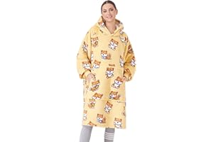 CozyLeep Wearable Blanket Hoodie Women Men, Warm Sherpa Oversized Hooded Blanket Sweatshirt Gifts for Adluts Mom Girlfriend (Dog)