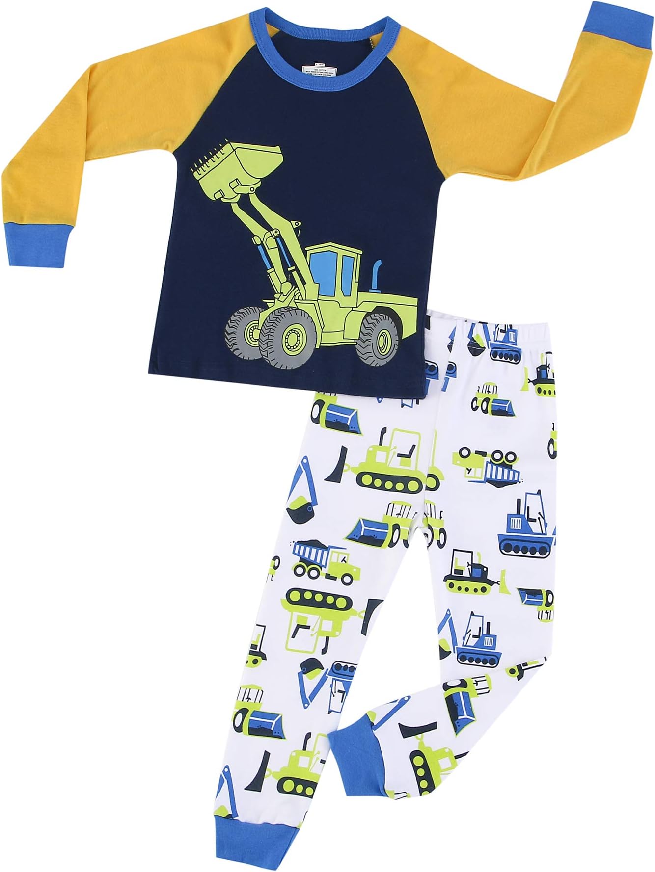 HIKIDS Boys Pyjamas Set Kids Police Car Excavator Airplane Space Rocket Fire Truck Sleepwear Children Motorcycle Pjs Long Sleeve Age 2 to 8 Years