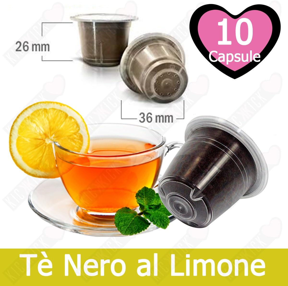 10 Capsules Nespresso Coffee Compatible Lemon Black Tea - Made in Italy - KickKick Coffee