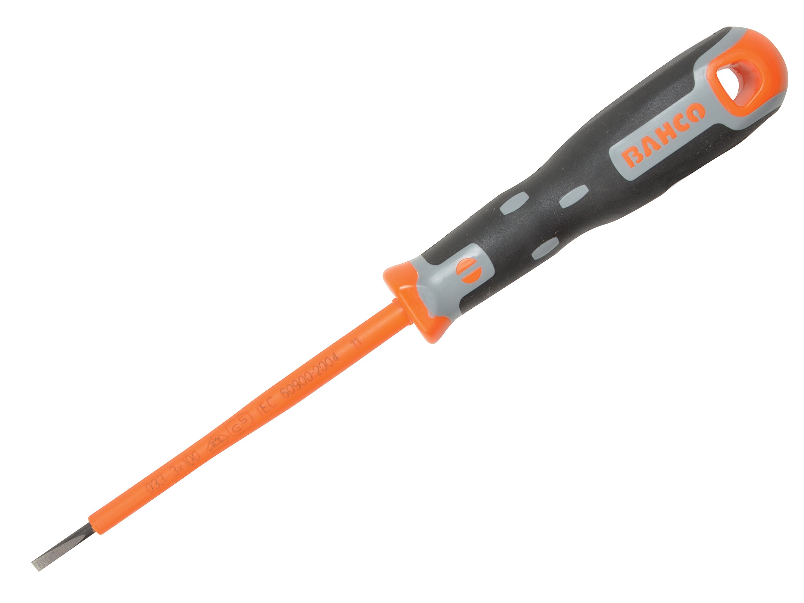 Bahco BAH033030 Tekno+ VDE Slotted Screwdriver ,Black/Orange, 1000v 3mm x 100mm