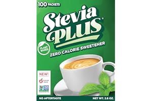 SweetLeaf Stevia Plus Powder Packets- Zero Calorie Sweetener with Stevia Leaf Extract, No Artificial Sweetener Additive, Sugar Free, Keto Friendly, Non GMO, Gluten Free- 100 Count (Pack of 1)
