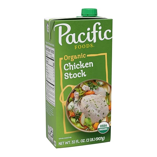 PACIFIC FOODS ORGANIC CHICKEN STOCK, 32 OZ CARTON