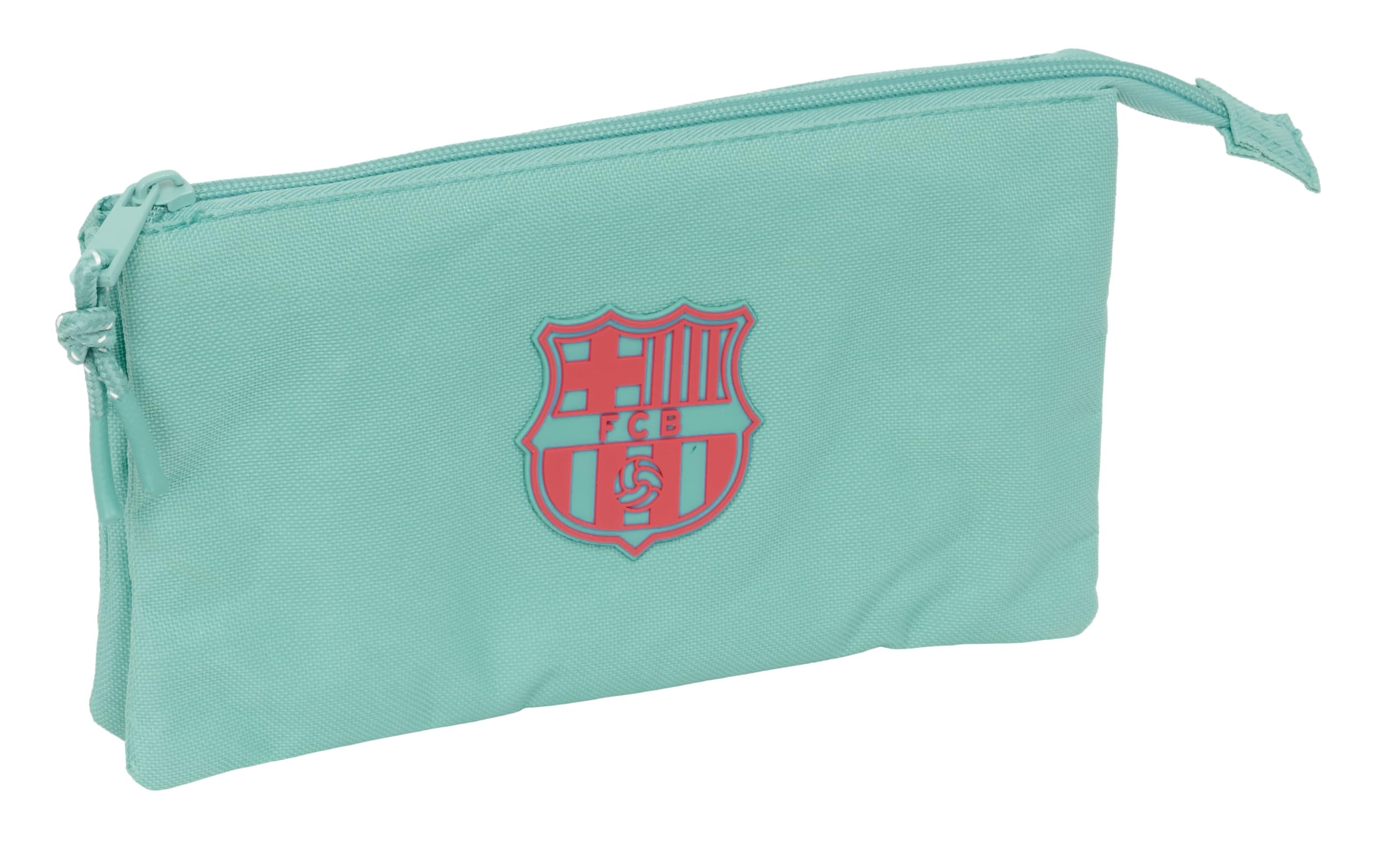 Safta F.C.Barcelona Chica – Triple Pencil Case, Children's Pencil Case, Ideal for School Children, Comfortable and Versatile, Quality and Resistance, 22 x 3 x 12 cm, Aqua Green, Aqua Green, Estándar,