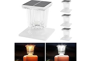ALFIOT Solar Post Cap Lights Outdoor,4 Pack 2 Color Modes 16 LEDs Deck Fence Lights Solar Powered,IP65 Waterproof Fit 4x4 5x5 6x6 Posts Patio Garden Porch Decoration Warm White & Cool White