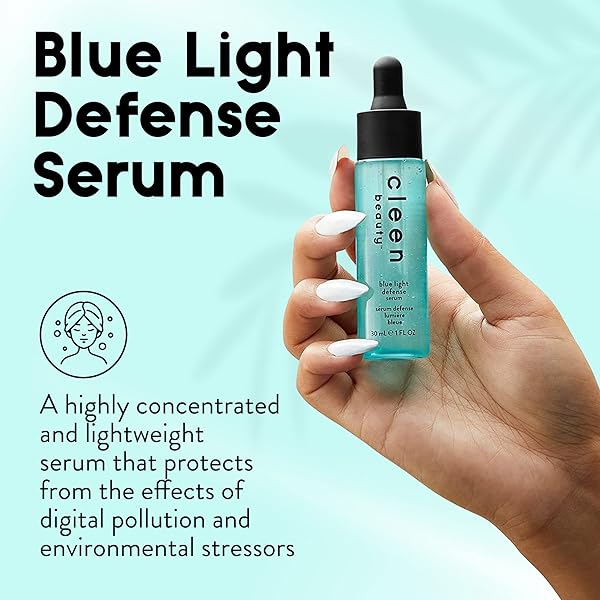 CLEEN BEAUTY BLUE LIGHT DEFENSE SERUM | FACIAL SERUM WITH BLUE LIGHT PROTECTION COMPLEX | FACE SERUM FOR WOMEN | SERUM FOR FACE – PARABEN FREE | SKINCARE PRODUCTS FOR FACE | HYDRATING SERUM | 1 FL OZ