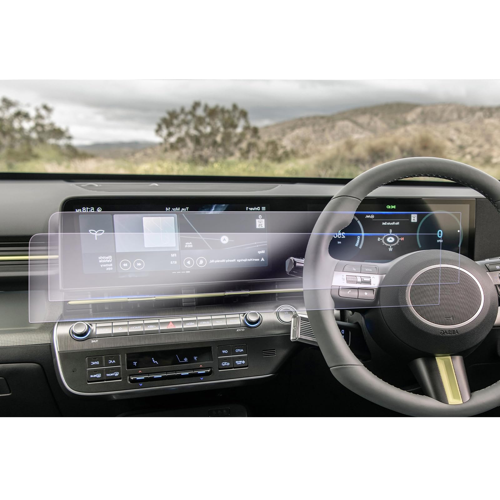 GAFAT Compatible with Hyundai Kona 2024 EV Hybrid Touchscreen, 12.3" Navigation+ Digital Cluster Screen Protector, Nano Protective Film (2 PCS)