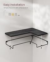 VASAGLE Floating Shelves Set of 2 L-Shaped Corner Shelves Black LLS831B22 view 6