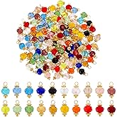 PH PandaHall Glass Bead Pendents Crystal Dangle Charms Faceted Gemstone Bead Pendents Colorful Crystal Bead Charms