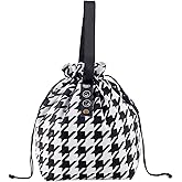 DAROSS Reusable Lunch Bag,Canvas Drawstring Lunch Bag, Lunch Tote for Work, School, or Picnics, Lightweight & Waterproof, Keeps Food Fresh All Day (W&B)