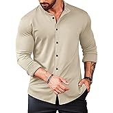COOFANDY Mens's Long Sleeve Button Up Shirts Athletic Fitted Dress Shirts Silm Fit
