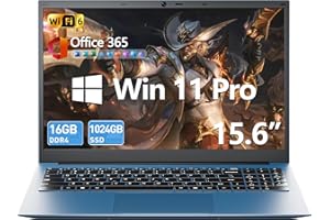 MELIUNA 15.6 Inch Laptop, Windows 11 Laptops with Office 365, 16GB RAM 1024GB SSD, Celeron Quad-Core, 180° Lay-Flat Display, 