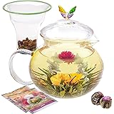 Teabloom Wings of Love Teapot - 40 oz. Borosilicate Glass Butterfly Teapot, Loose Leaf Tea Glass Infuser - 2 Free…