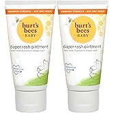 Burt's Bees Baby Diaper Rash Ointment, Maximum Strength, 40% Zinc Oxide, 100% Natural Origin, Pediatrician Tested, Net Weight 3 Ounces , Pack of 2
