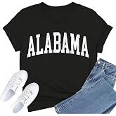 FlowFem State Shirt for Women USA States Name Tee Sports Game Days Tops | Soft polyester, rayon, spandex blend, breathable. State letter print shows hometown pride, with 10 us states available