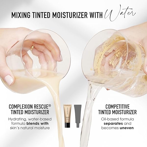 BAREMINERALS COMPLEXION RESCUE TINTED MOISTURIZER FOR FACE WITH SPF 30 + HYALURONIC ACID, HYDRATING TINTED MINERAL SUNSCREEN FOR FACE, SKIN TINT, VEGAN
