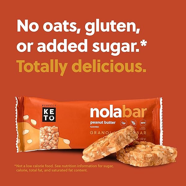 PERFECT KETO NOLA BARS | GLUTEN-FREE KETO GRANOLA BARS WITH ZERO ADDED SUGAR | ENJOY A CHEWIER, NUTTIER, AND TASTIER WAY TO CURB CRAVINGS AND START THE DAY | PEANUT BUTTER | 8 BARS 32G