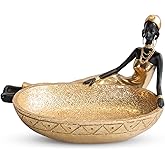 VSPDVO Decorative African Figure Jewelry Dish Tray,Gold and Black,Modern Art Style for Living Room Decorations,Bookshelf and Tables