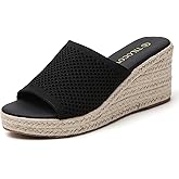 Tilocow Knit Espadrilles Wedges for Women Comfortable Slip On Platform Wedge Sandals Summer Beach Dress Heels Shoes