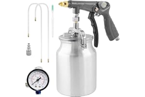 RRJ Air Undercoating Spray Gun with Suction Feed Cup & Gauge, 2 Extension Wands 360°Straight Spray Hoses, Fluid Film Spray Gun for Truck Bed Liner Spray Coating, Rubberized Undercoat