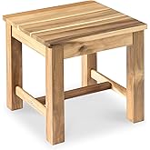 VICTORY RELAX 12 Inch Wooden Light Natural Step Stool, Small Nature Beach Chair Under Desk, Indoor Acacia Wood Short Footstoo