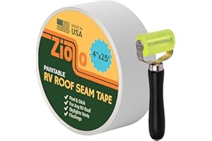 Ziollo Paintable RV Roof Seam Tape with Roller - 4" x25' Leak Repair Tape for EPDM, TPO & Fiberglass - Compatible with All Silicone & Acrylic Roof Coatings