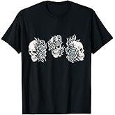Skull Flowers, Sugar Skull Tattoo Gothic Rose Gift T-Shirt
